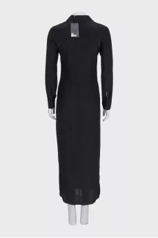 Silk maxi dress with a straight fit and tag