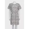 Fitted silk dress with a printed zipper