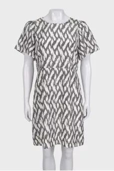 Fitted silk dress with a printed zipper