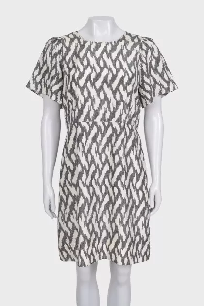 Fitted silk dress with a printed zipper