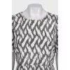 Fitted silk dress with a printed zipper