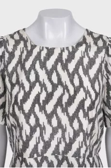Fitted silk dress with a printed zipper