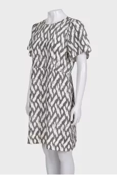 Fitted silk dress with a printed zipper