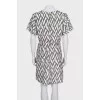 Fitted silk dress with a printed zipper