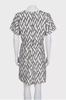 Fitted silk dress with a printed zipper
