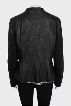 Leather jacket with black textile inserts