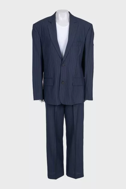 Blue suit with striped trousers