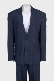Blue suit with striped trousers