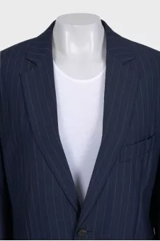 Blue suit with striped trousers