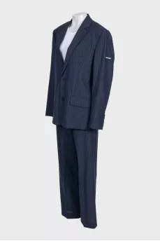 Blue suit with striped trousers