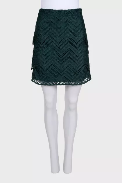 Green skirt with lace frills