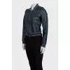 Blue leather bomber jacket
