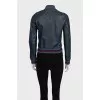 Blue leather bomber jacket