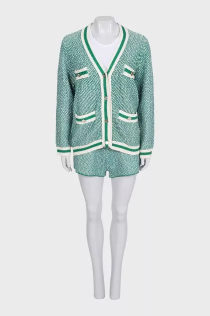 Tweed green suit with shorts with tag