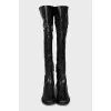 Over-the-knee boots made of embossed leather and suede