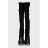 Over-the-knee boots made of embossed leather and suede