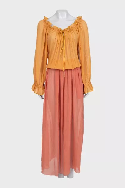 Two-tone semi-transparent dress