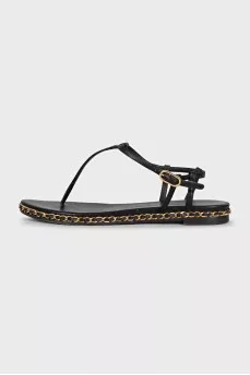 Leather sandals with a gold chain