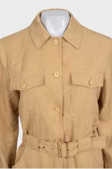 Beige fitted jumpsuit with shorts