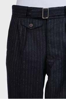 Black striped wool trousers