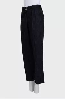 Black striped wool trousers