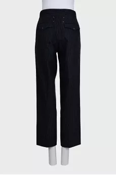 Black striped wool trousers