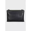 Black leather bag with a belt