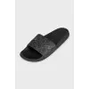 Men's black printed flip-flops