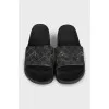 Men's black printed flip-flops