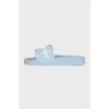 Blue flip-flops with logo