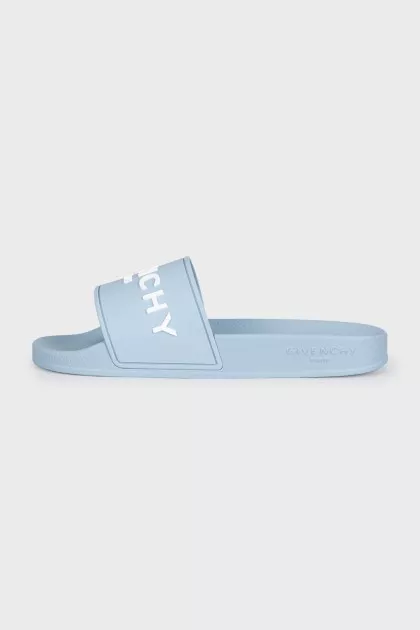 Blue flip-flops with logo