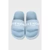 Blue flip-flops with logo