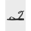 Leather sandals with crystal straps