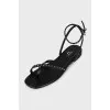 Leather sandals with crystal straps