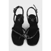 Leather sandals with crystal straps