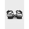 Leather sandals with crystal straps
