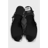 Leather sandals with crystal straps