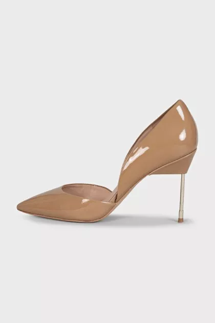 Patent beige stiletto heels
