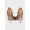 Patent beige stiletto heels