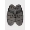 Men's black leather brogues with logo