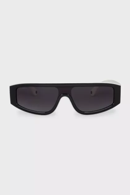 Black and white rectangular frame sunglasses