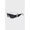 Black and white rectangular frame sunglasses