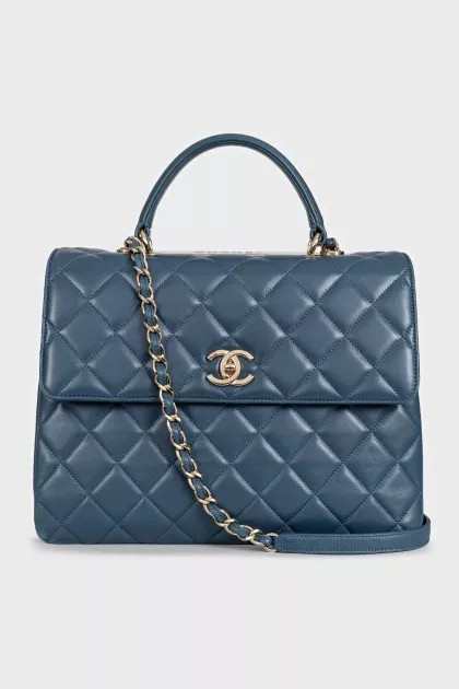Trendy CC Quilted Leather Satchel Bag