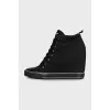 Black textile lace-up sneakers