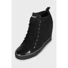 Black textile lace-up sneakers