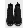 Black textile lace-up sneakers