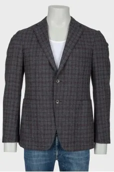Men's single-breasted plaid blazer
