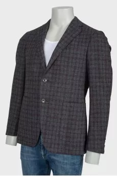 Men's single-breasted plaid blazer
