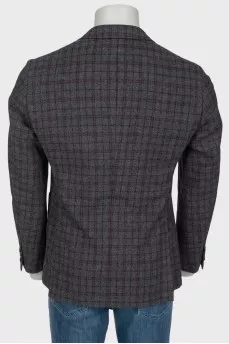 Men's single-breasted plaid blazer