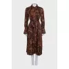 Brown printed long sleeve dress